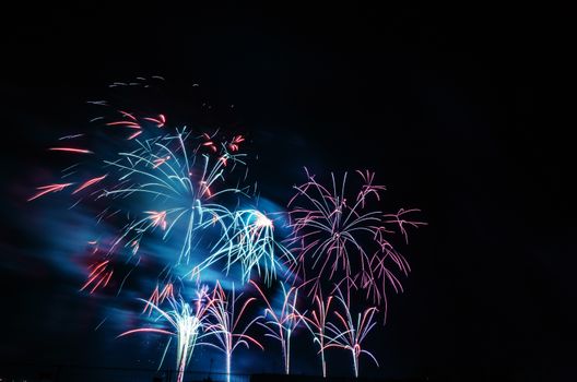 Very beautiful firework in to the sky of Pamplona/ Spain in celebrating