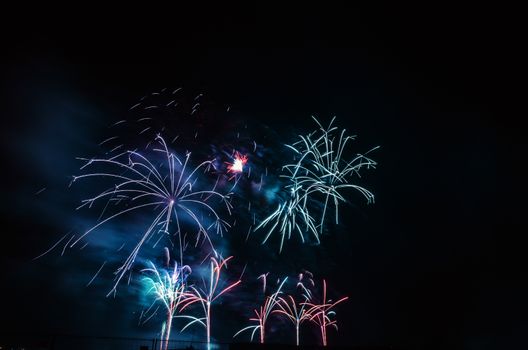 Very beautiful firework in to the sky of Pamplona/ Spain in celebrating