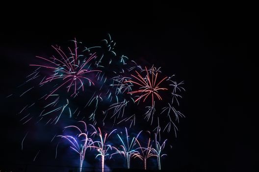 Very beautiful firework in to the sky of Pamplona/ Spain in celebrating