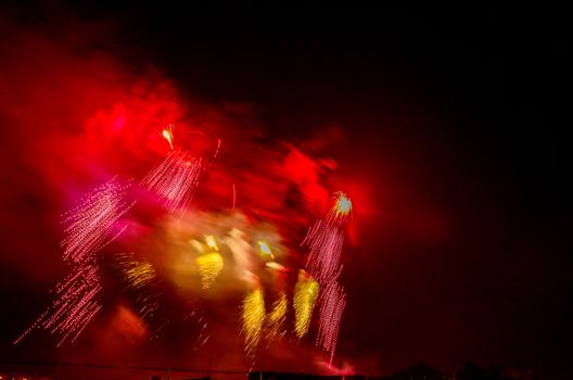 Very beautiful firework in to the sky of Pamplona/ Spain in celebrating