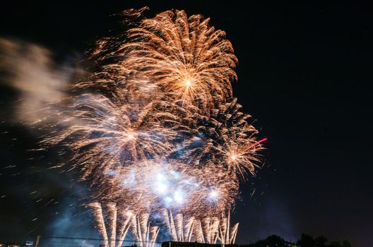 Very beautiful firework in to the sky of Pamplona/ Spain in celebrating