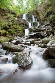 beautiful waterfall scene, ukraine carpathian shipot waterfall