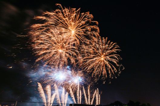 Very beautiful firework in to the sky of Pamplona/ Spain in celebrating