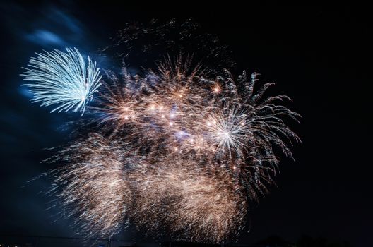 Very beautiful firework in to the sky of Pamplona/ Spain in celebrating