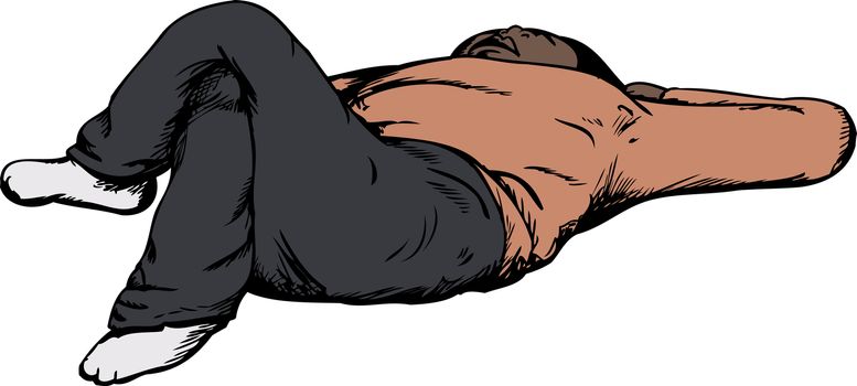 Cartoon of single male adult laying down on his back