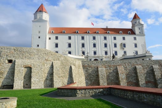 Bratislava Castle with Walls in front