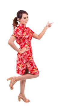 Asian Chinese girl greeting in Traditional Chinese , chinese new year, enjoy, happy