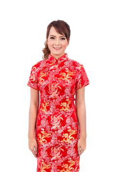 Asian Chinese girl greeting in Traditional Chinese , chinese new year, enjoy, happy,