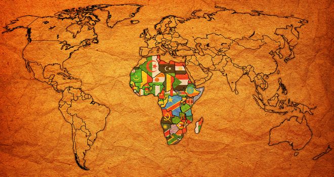 african union on world map with national borders