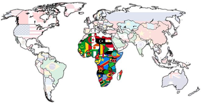 african union on world map with national borders