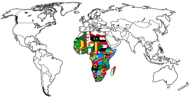 african union on world map with national borders