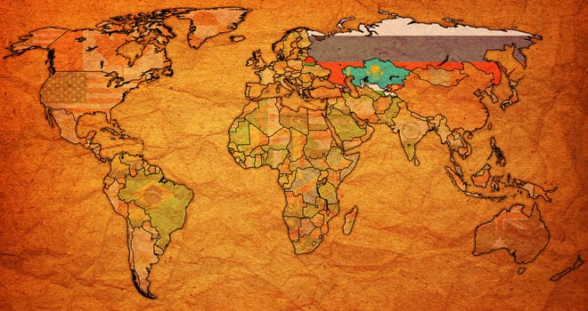 Commonwealth of Independent States on world map with national borders