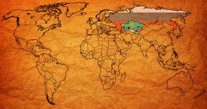 Commonwealth of Independent States on world map with national borders