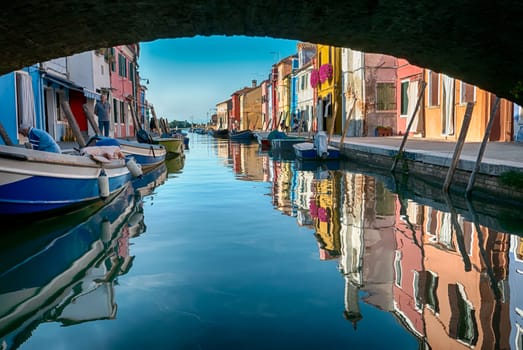 BURANO, ITALY CIRCA SEPTEMBER 2015: Burano is an island in the Venice lagoon known for its typical brightly colored houses and the centuries-old craftsmanship needle lace of Burano.