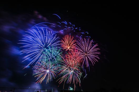 Very beautiful firework in to the sky of Pamplona/ Spain in celebrating