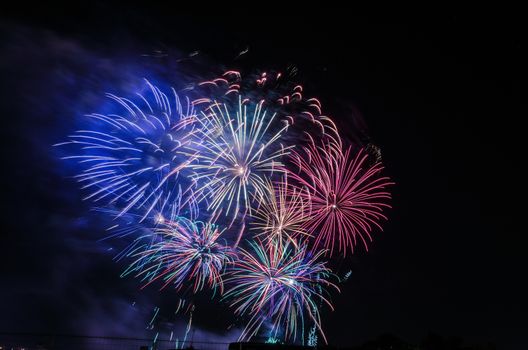 Very beautiful firework in to the sky of Pamplona/ Spain in celebrating