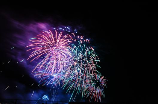 Very beautiful firework in to the sky of Pamplona/ Spain in celebrating