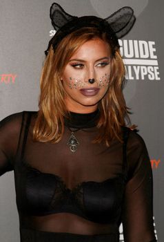 ENGLAND, London: Ferne McCann attended the Kiss FM Haunted House Party in London on October 29, 2015. Costumes ranging from the Rock band KISS to the devil were on display as various stars walked the red carpet at the party which featured musical performances by Rita Ora, Jason Derulo and band Little Mix.