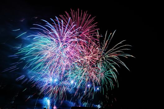 Very beautiful firework in to the sky of Pamplona/ Spain in celebrating