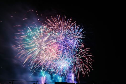 Very beautiful firework in to the sky of Pamplona/ Spain in celebrating