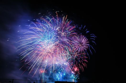 Very beautiful firework in to the sky of Pamplona/ Spain in celebrating