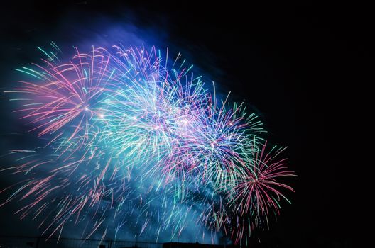 Very beautiful firework in to the sky of Pamplona/ Spain in celebrating