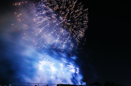 Very beautiful firework in to the sky of Pamplona/ Spain in celebrating