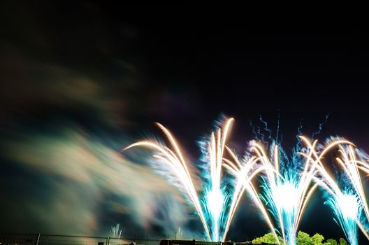 Very beautiful firework in to the sky of Pamplona/ Spain in celebrating