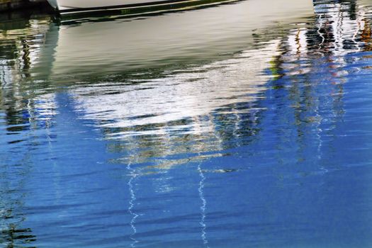 White Boat Motorboat Reflection Westport Grays Harbor County Puget Sound Washington State Pacific Northwest