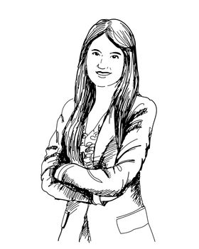 hand drawn vector of beautiful businesswoman portrait