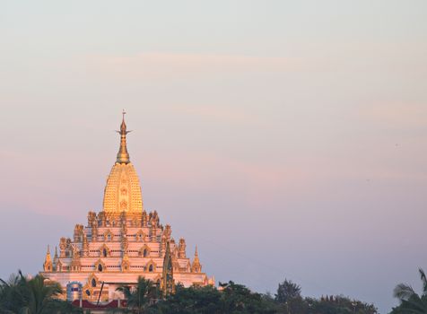 The Swal Daw Pagoda in Yangon, Myanmar at sunset.