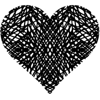 doodle abstract hand drawn pattern heart shaped on white background .