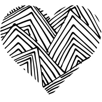 doodle abstract hand drawn pattern heart shaped on white background .