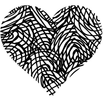 doodle abstract hand drawn pattern heart shaped on white background .
