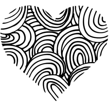 doodle abstract hand drawn pattern heart shaped on white background .