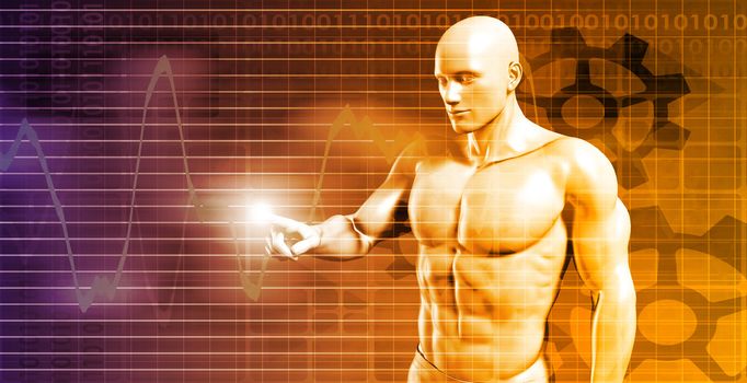 Business Person Touching Active Charts and Diagrams