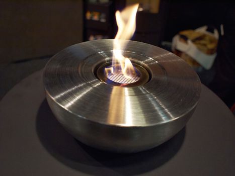 Decorative modern trendy design bio ethanol lamp made of brushed metal