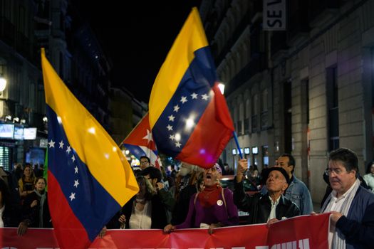 SPAIN, Madrid: People demonstrate in Madrid on October 30, 2015 to protest  against imperialism in Latin America. 