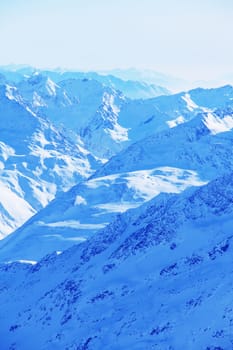 Peaks of the mountain range in winter, Alps, Austria