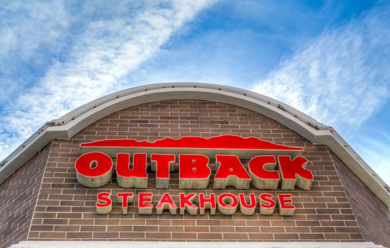 GLENDALE, CA/USA - OCTOBER 24, 2015: Outback Steakhouse exterior and sign. Outback Steakhouse is an Australian-themed American casual dining restaurant chain.