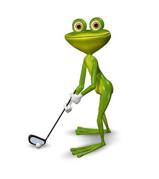 Illustration frog golfer on a white background