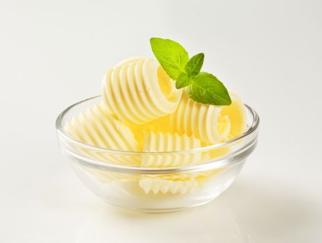 Butter curls in a glass bowl - studio