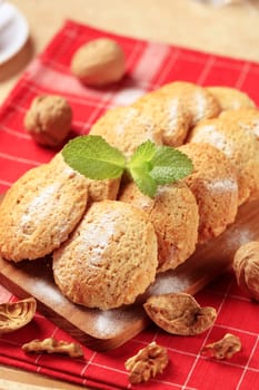 Crispy cookies on a cutting board - closeup