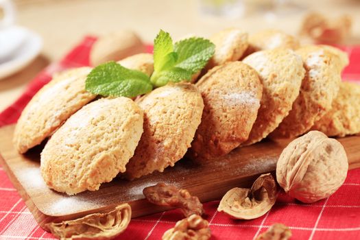 Crispy cookies on a cutting board - closeup