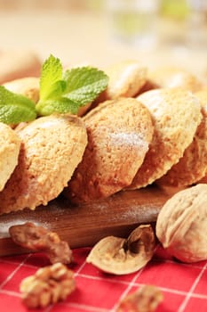 Crispy cookies on a cutting board - closeup