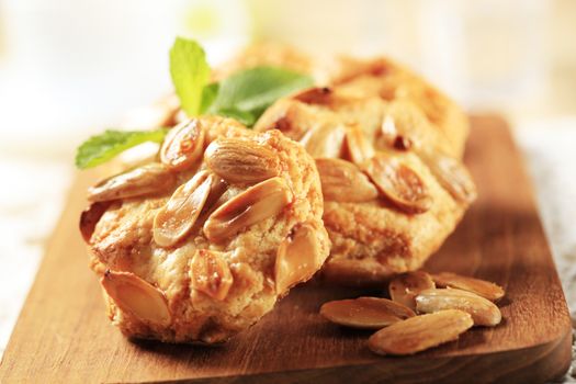 Almond cookies on cutting board