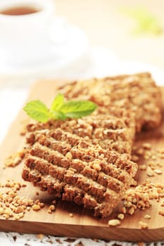 Nutty cookies on a cutting board