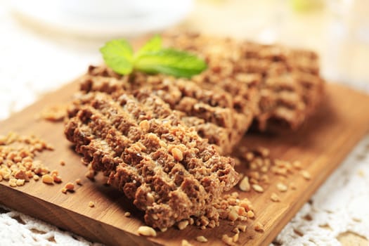 Wholegrain nutty cookies on a cutting board