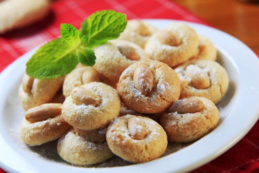 Almond macaroons on a plate - closeup