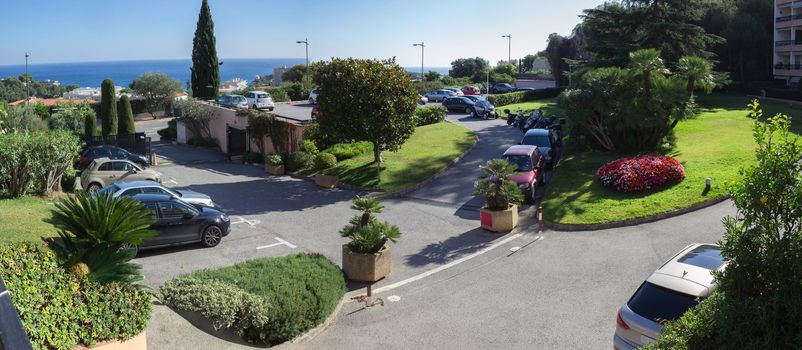 Panoramic View of Parking spaces in a luxurious residence in France